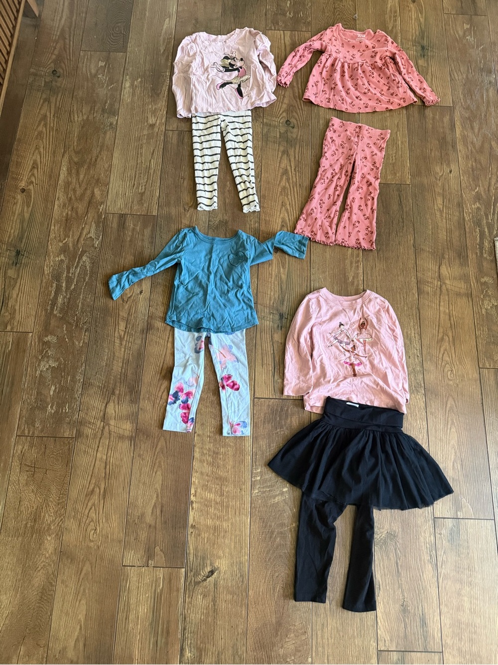 2T Girls' Mixed Tops and Leggings Bundle - Pink, Blue, Black